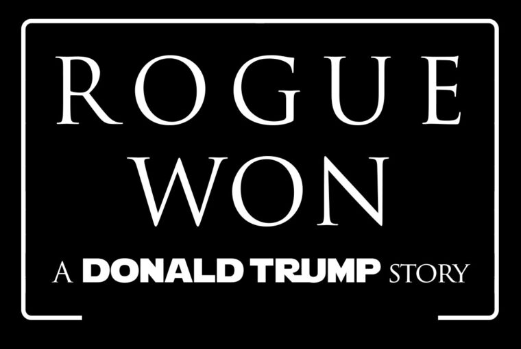 A black and white image of the words " rogue won ".