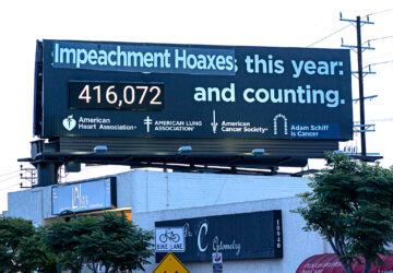 A billboard with the numbers 4 1 6, 0 0 7 and counting.