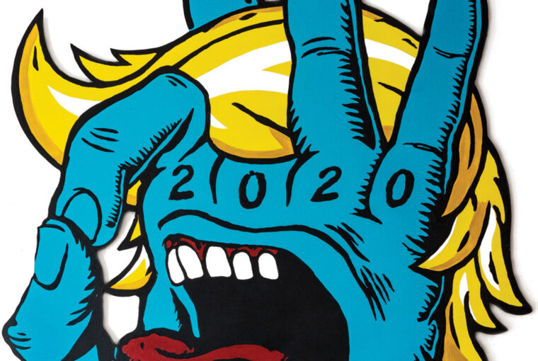 A blue sign with the number 2 0 2 0 on it.