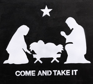 A black and white image of the nativity scene.